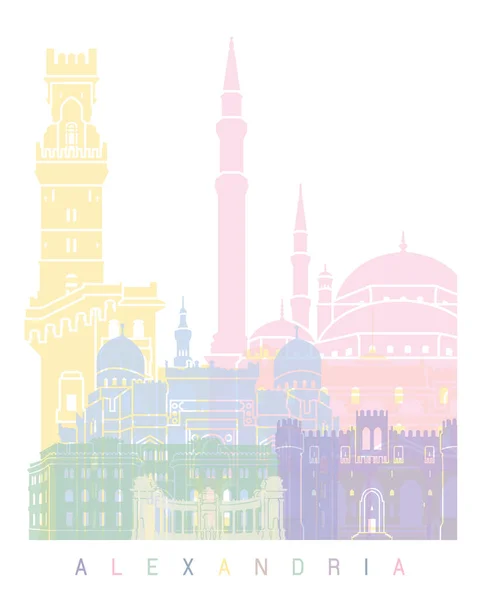 Alexandria Skyline Poster Pastel — Zdjęcie stockowe