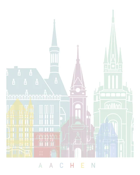 Aachen Skyline Poster Pastel — Stock Photo, Image