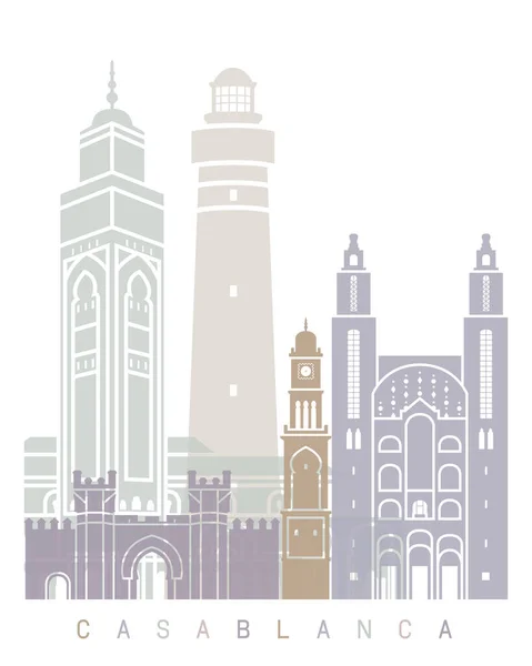 Casablanca Skyline Poster Pastel —  Fotos de Stock