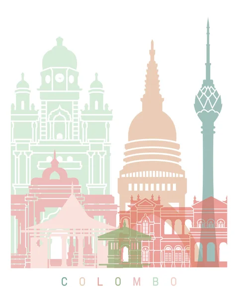 Colombo Skyline Poster Pastel — Stockfoto