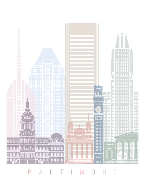 Baltimore Skyline Poster Pastel — Zdjęcie stockowe