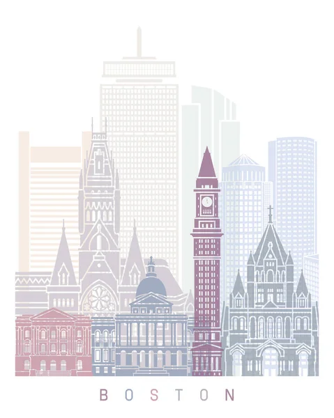 Cartel Del Skyline Boston Pastel — Foto de Stock