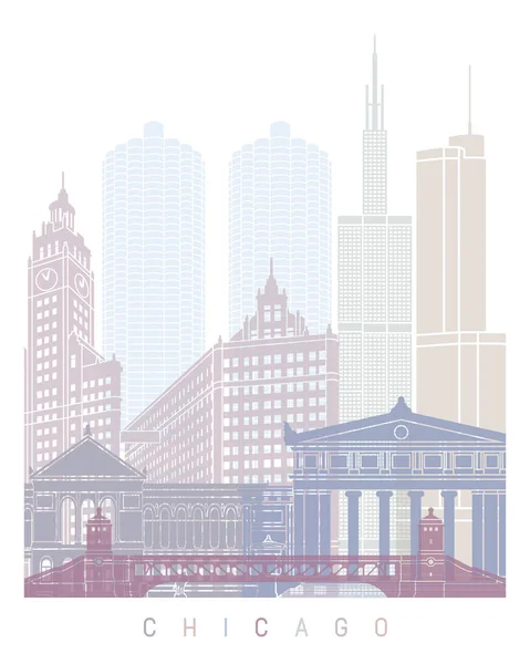 Kicago Skyline Poster Pastel — Stockfoto