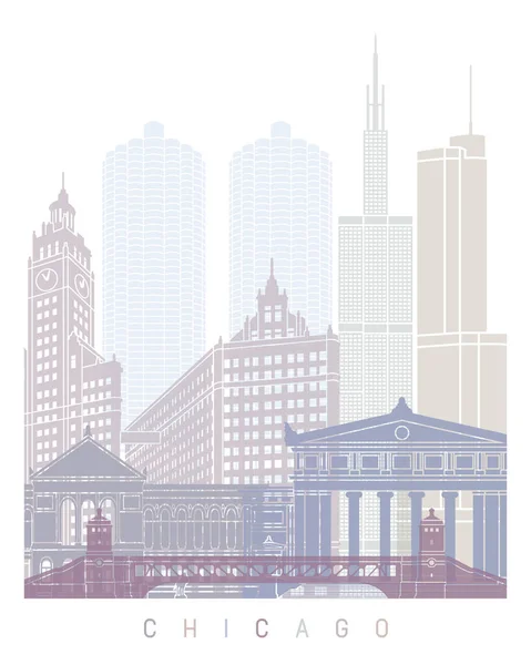 Chicago Skyline Poster Pastel Stock Picture