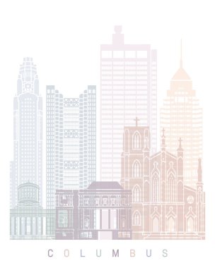 COLUMBUS OH SKYLINE POSTER PASTEL