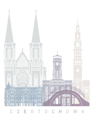 CZESTOCHOWA SKYLINE POSTER PASTEL