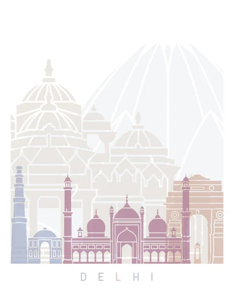 Delhi Skyline Poster Pastel — Stockfoto
