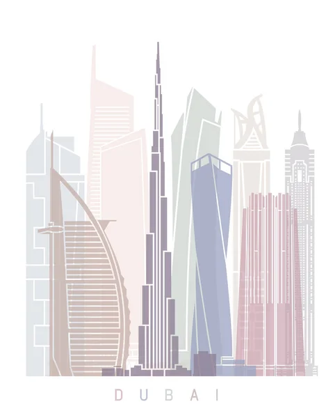 Dubai Skyline Poster Pastel — 图库照片