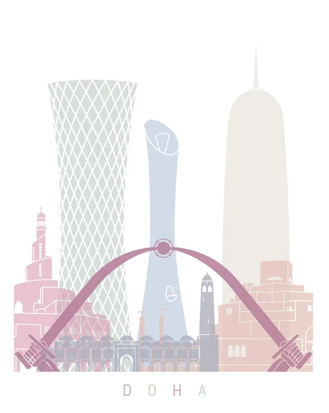 Doha Skyline Poster Pastel — 图库照片