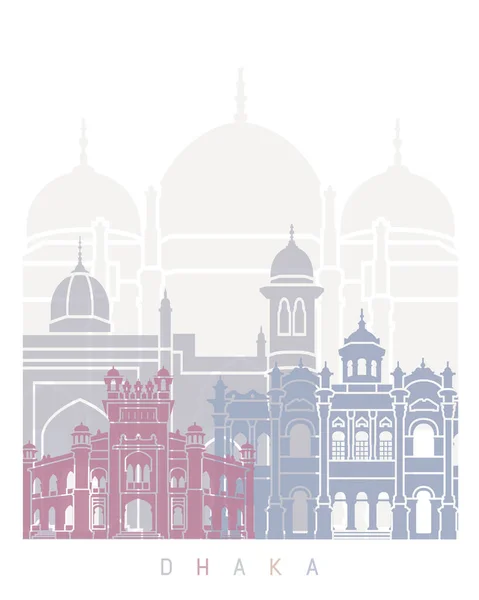 Dhaka Skyline Poster Pastel — Zdjęcie stockowe