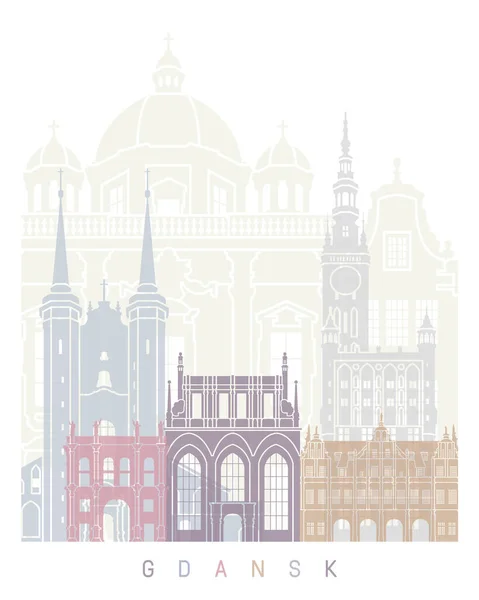 Gdansk Skyline Poster Pastel — стокове фото