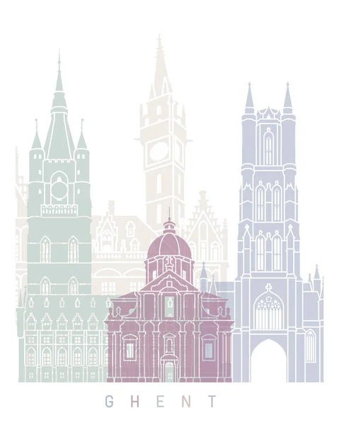 Ghent Skyline Poster Pastel — Stok fotoğraf
