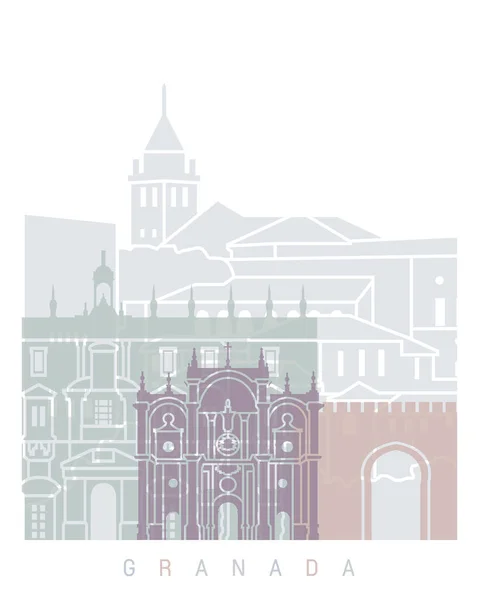 Granada Skyline Poster Pastel — Zdjęcie stockowe