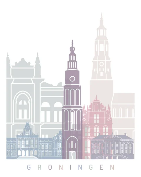 Groningen Skyline Poster Pastel — Stockfoto