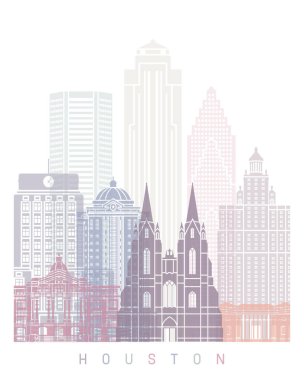 HOUSTON SKYLINE POSTER PASTEL