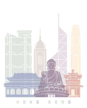  HONG KONG SKYLINE POSTER PASTEL