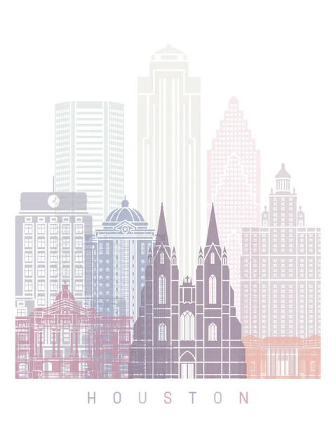Houston Skyline Poster Pastel — Zdjęcie stockowe