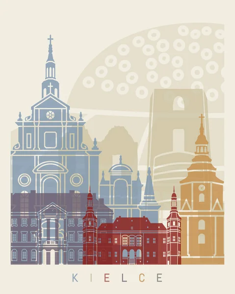 Kielce Skyline Poster Color — 스톡 사진