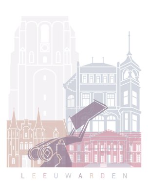  LEEUWARDEN SKYLINE POSTER PASTEL Rengi