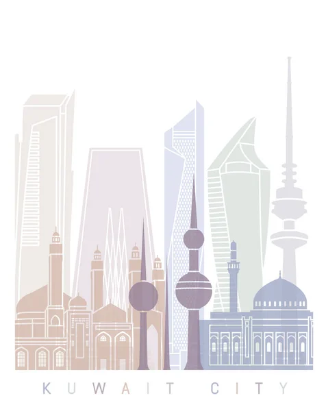 Kuwait City Skyline Poster Pastel Poster — Foto de Stock