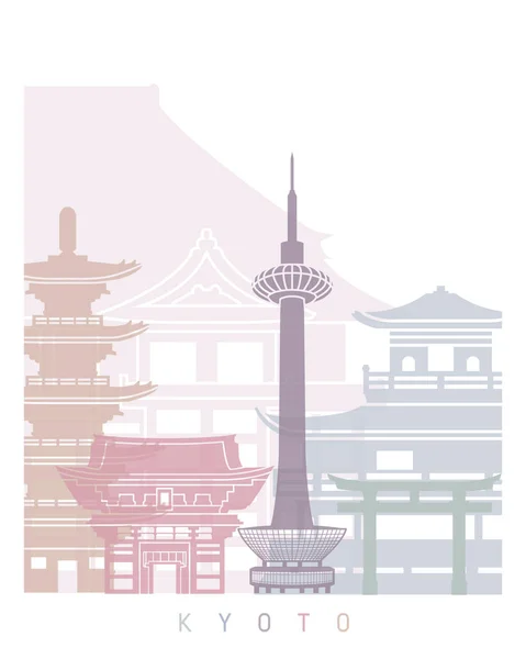 Kyoto Skyline Poster Pastel Color — Stock Photo, Image