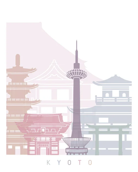 Kyoto Skyline Poster Pastel Cor — Fotografia de Stock