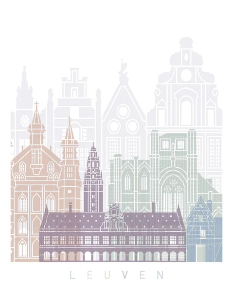 Leuven Skyline Poster Pastel Szín — Stock Fotó