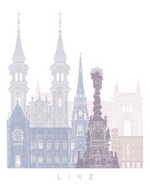 Linz Skyline Postacısı Pastel