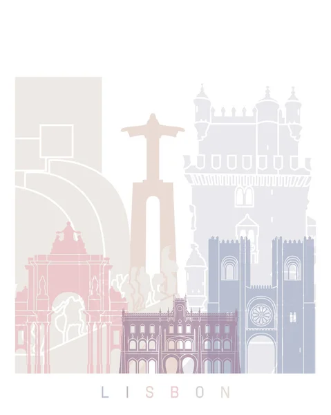 Lisbon Skyline Poster Pastel — Stok fotoğraf