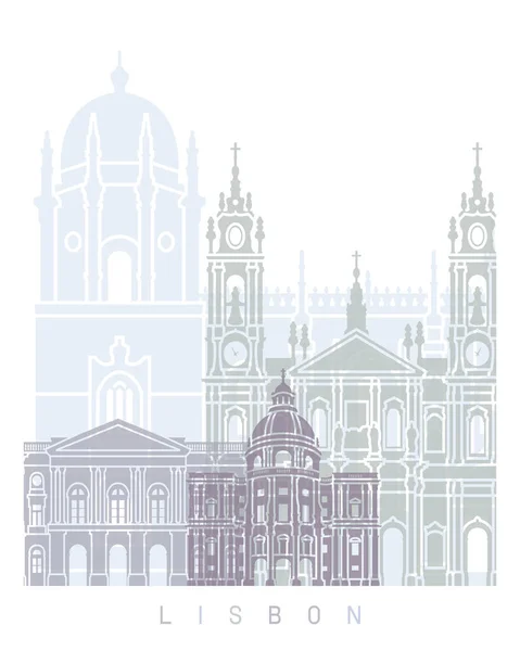 Lisbon Skyline Poster Pastel — Zdjęcie stockowe