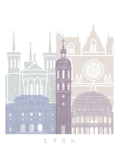 Lyon Skyline Poster Pastel — 图库照片