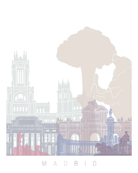 Madrid Skyline Poster Pastel — Zdjęcie stockowe