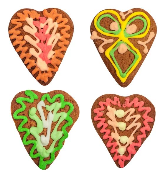 Isolated gingerbread, heart on white background — Stock Photo, Image