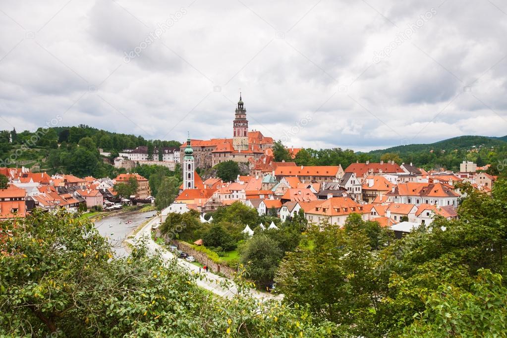 Panorama of Cesky Krumlov, Czech Republic. World Heritage Site by UNESCO.