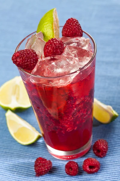 Bebida roja, fruta aplastada y hielo — Foto de Stock