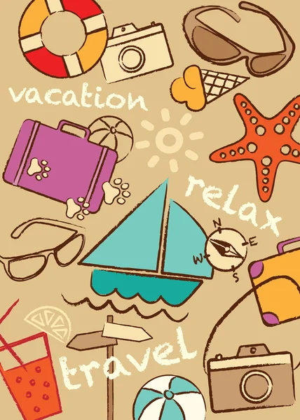 Colección de iconos, conjunto de viajes y vacaciones, ilustración vectorial — Vector de stock