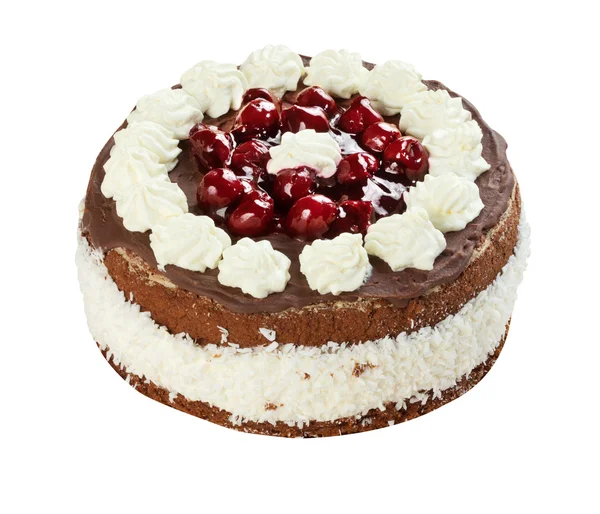 Višňový dort izolovaných na bílém — Stock fotografie