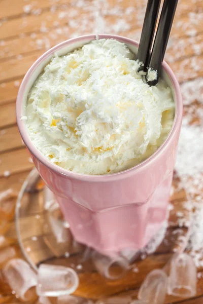 Cold fresh ice coffee with coconut — Stock Photo, Image