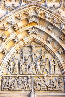 yan girişe hradcany Prag, Çek Cumhuriyeti, st vitus Katedrali dekorasyon detay