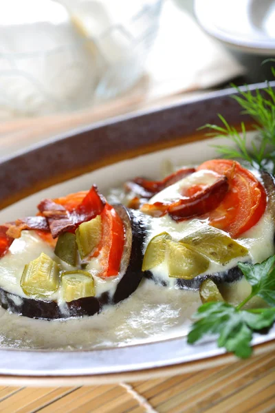 Aubergine with cheese mozarella — Stock Photo, Image