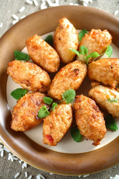 Fritelli di riso - rijst donut, bovenaanzicht — Stockfoto