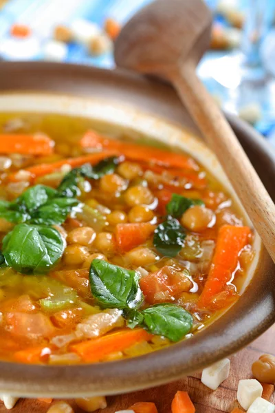 Soup with chickpeas, zuppa di ceci Stock Photo