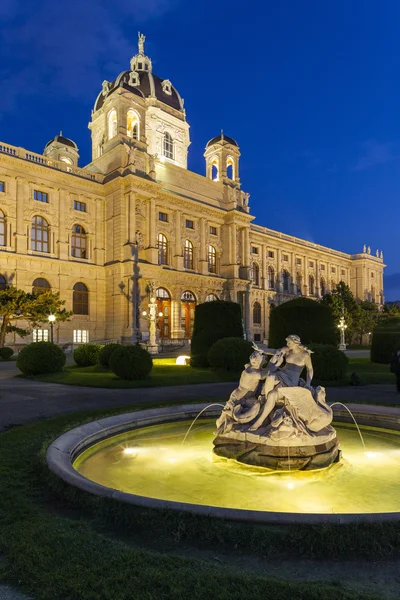 Budowa Muzeum historii naturalnej w Wiedniu, austria wgląd nocy — Zdjęcie stockowe