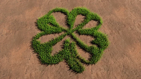 Concept Conceptual Green Summer Lawn Grass Symbol Shape Brown Soil — Stock Photo, Image