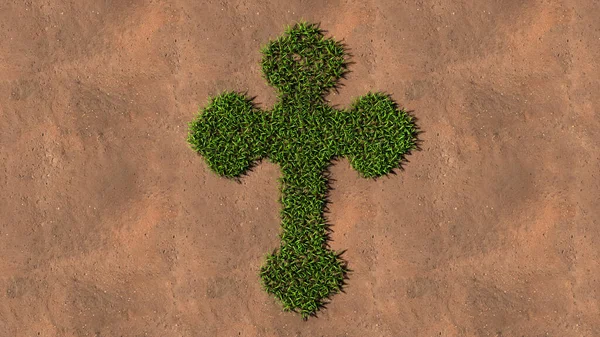 Koncepce Konceptuální Zelené Letní Trávník Trávník Symbol Tvar Hnědé Půdě — Stock fotografie
