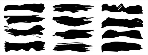 Συλλογή Της Καλλιτεχνικής Grungy Μαύρο Χρώμα Χέρι Έκανε Δημιουργική Πινελιά — Φωτογραφία Αρχείου