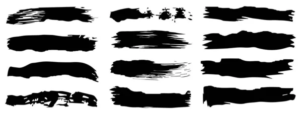 Artistik Grungy Siyah Boya Koleksiyonu Arka Planda Yaratıcı Fırça Darbesi — Stok fotoğraf