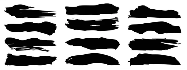 Векторна Колекція Художньої Гранжевої Чорної Фарби Зробила Творчий Набір Мазків — стоковий вектор