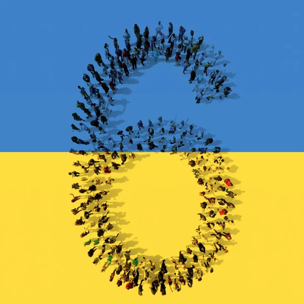 Begreppet Eller Begreppsmässig Gemenskap Människor Som Utgör Nummer Ukrainska Flaggan — Stockfoto