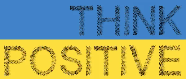 Concept Conceptual Large Community People Forming Think Positive Message Ukrainian — Foto de Stock